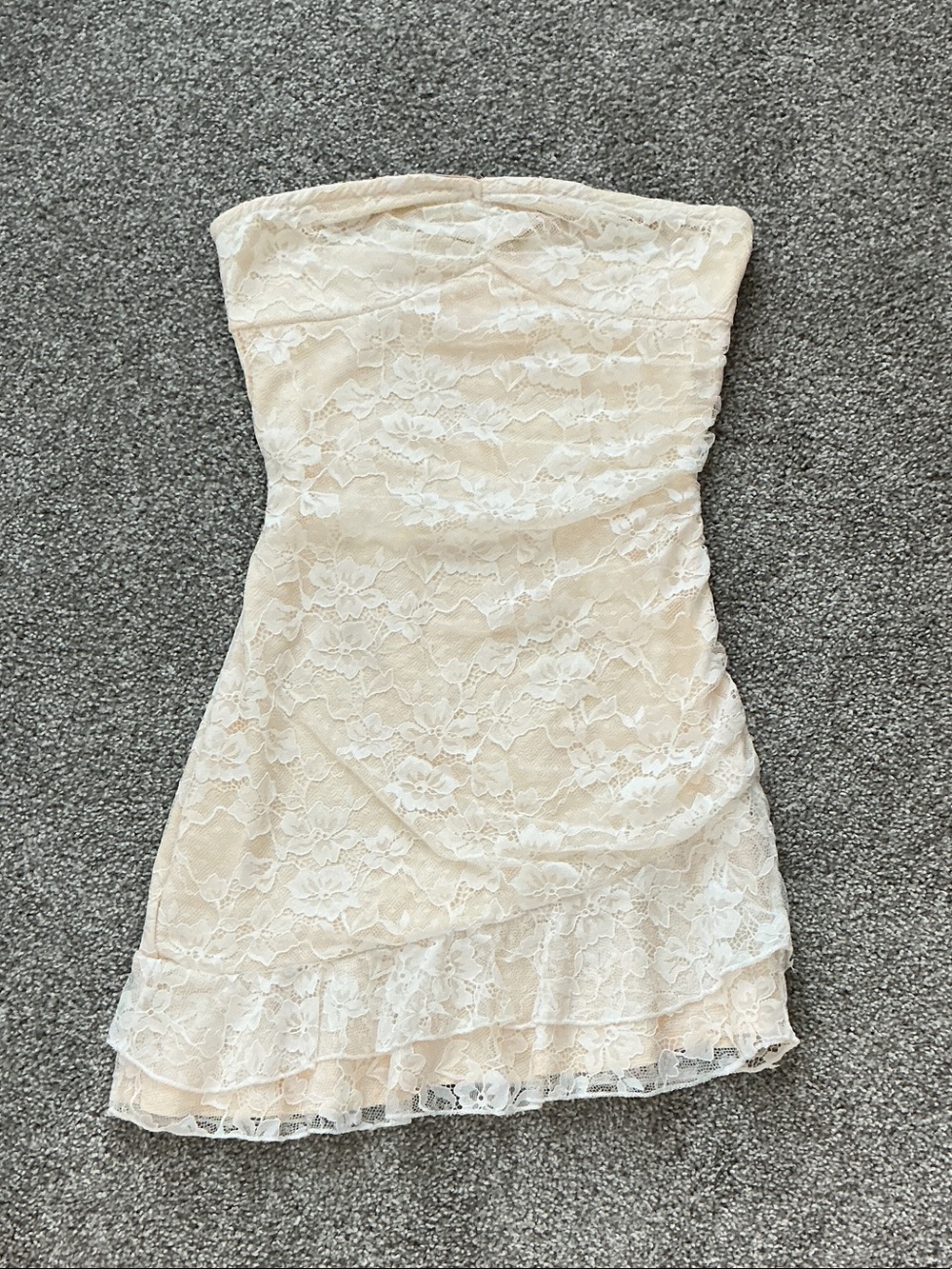 Strapless Lace Mini Dress in Ivory Color